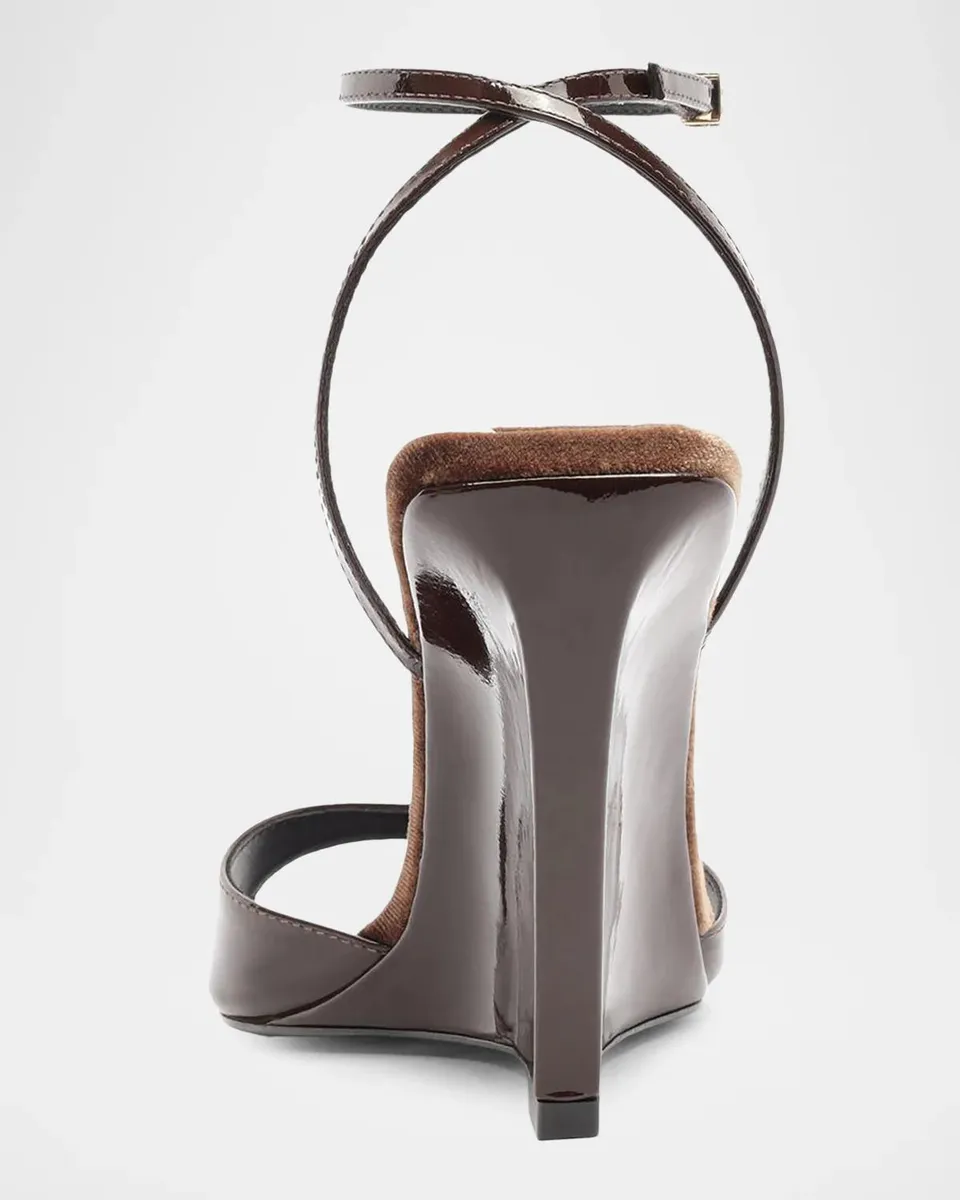 Schutz 105mm Elodie Patent Leather Ankle-Strap Sandals | Thumbnail 2 Schutz 105mm Elodie Patent Leather Ankle-Strap Sandals | Thumbnail 2