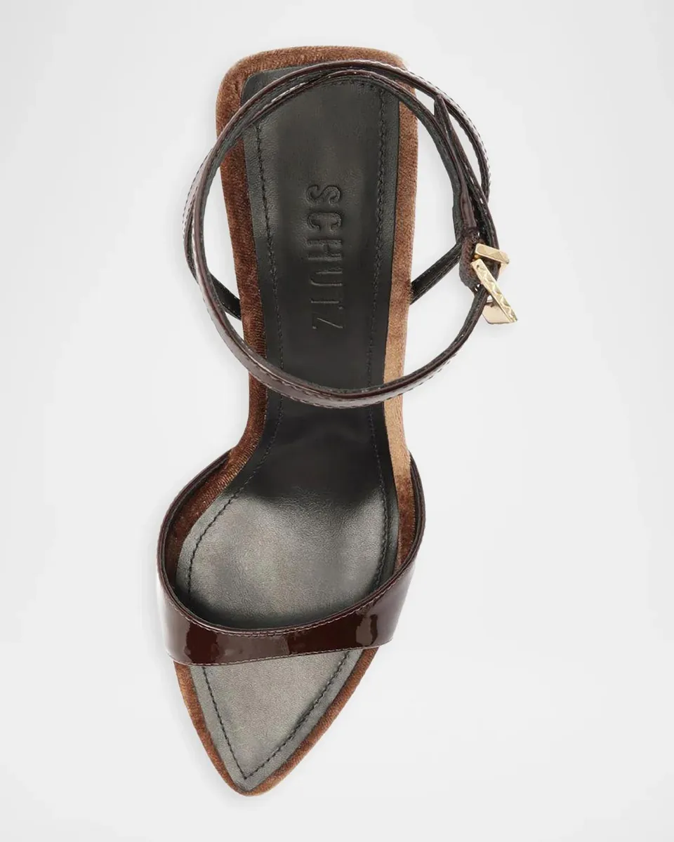 Schutz 105mm Elodie Patent Leather Ankle-Strap Sandals | Thumbnail 4 Schutz 105mm Elodie Patent Leather Ankle-Strap Sandals | Thumbnail 4