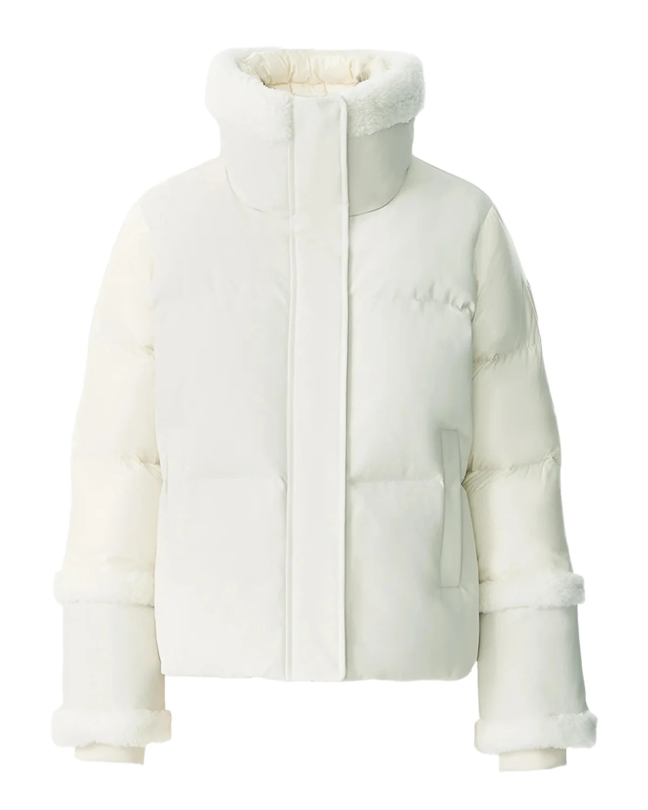 Mackage Lydana Down Jacket with Shearling Trim and Removable Bib