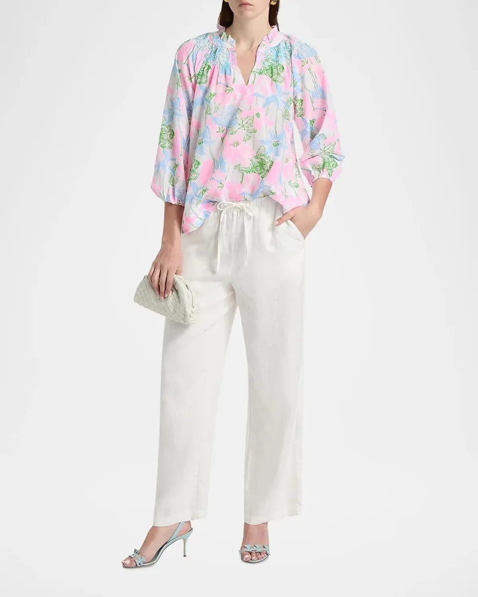 Lilly Pulitzer Lourdes Floral Cotton-Blend Blouse | Thumbnail 2 Lilly Pulitzer Lourdes Floral Cotton-Blend Blouse | Thumbnail 2