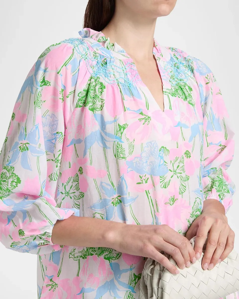 Lilly Pulitzer Lourdes Floral Cotton-Blend Blouse | Thumbnail 5 Lilly Pulitzer Lourdes Floral Cotton-Blend Blouse | Thumbnail 5