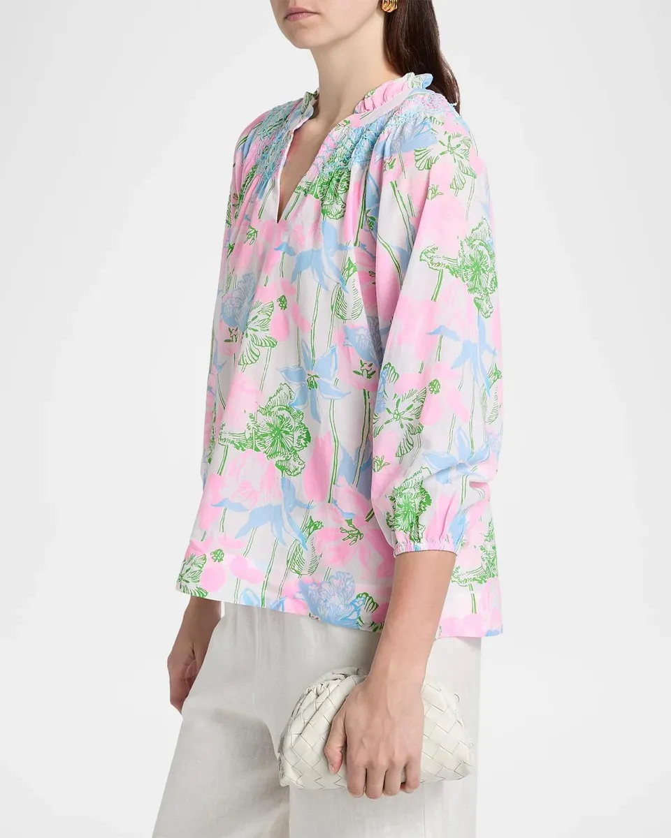 Lilly Pulitzer Lourdes Floral Cotton-Blend Blouse | Thumbnail 7 Lilly Pulitzer Lourdes Floral Cotton-Blend Blouse | Thumbnail 7