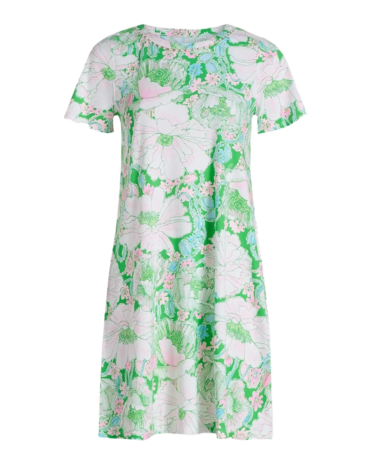Floral Cotton Embellished Midi-Dress Floral Cotton Embellished Midi-Dress