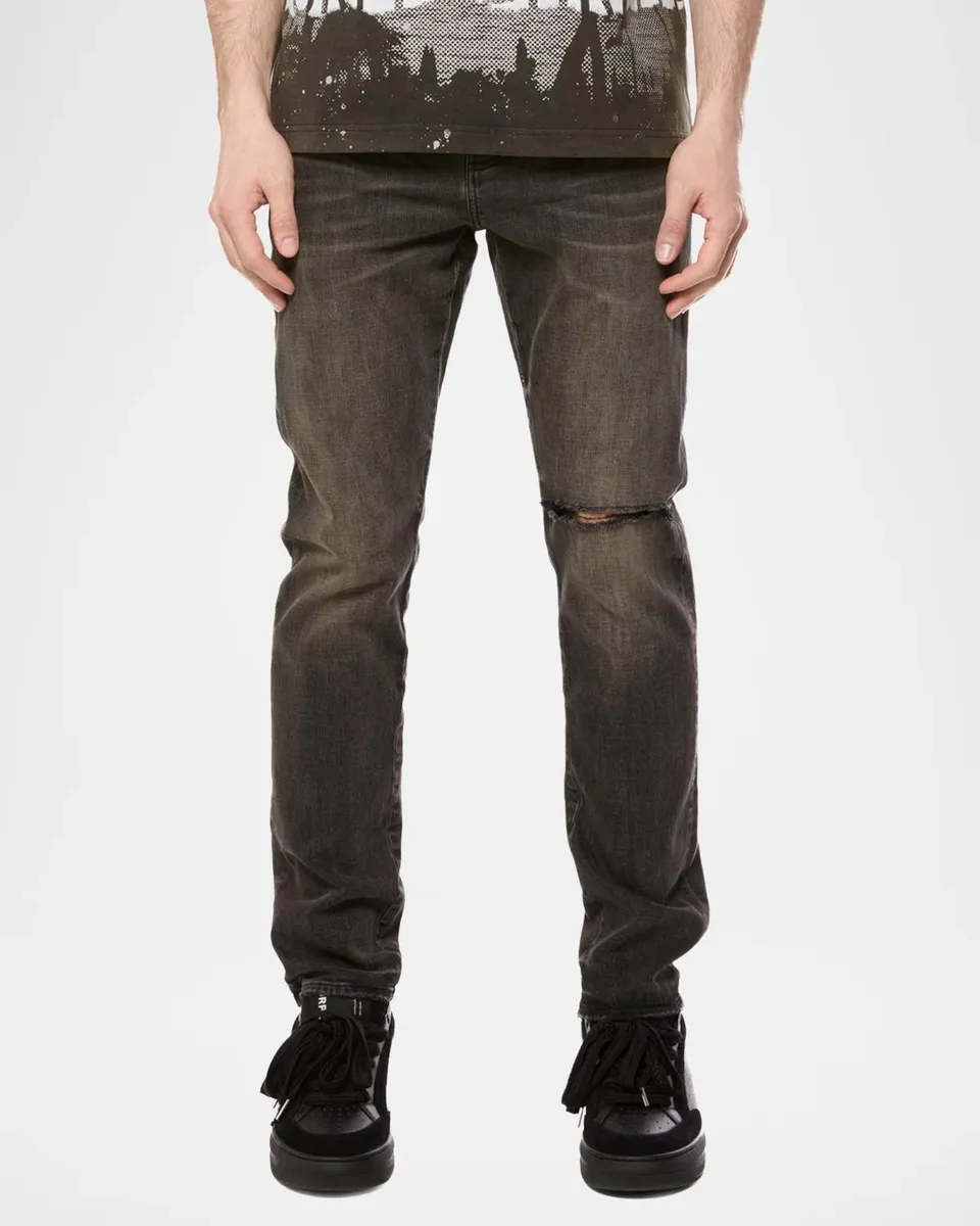 PURPLE Men's D-Resin Distressed Slim Jeans | Thumbnail 3 PURPLE Men's D-Resin Distressed Slim Jeans | Thumbnail 3