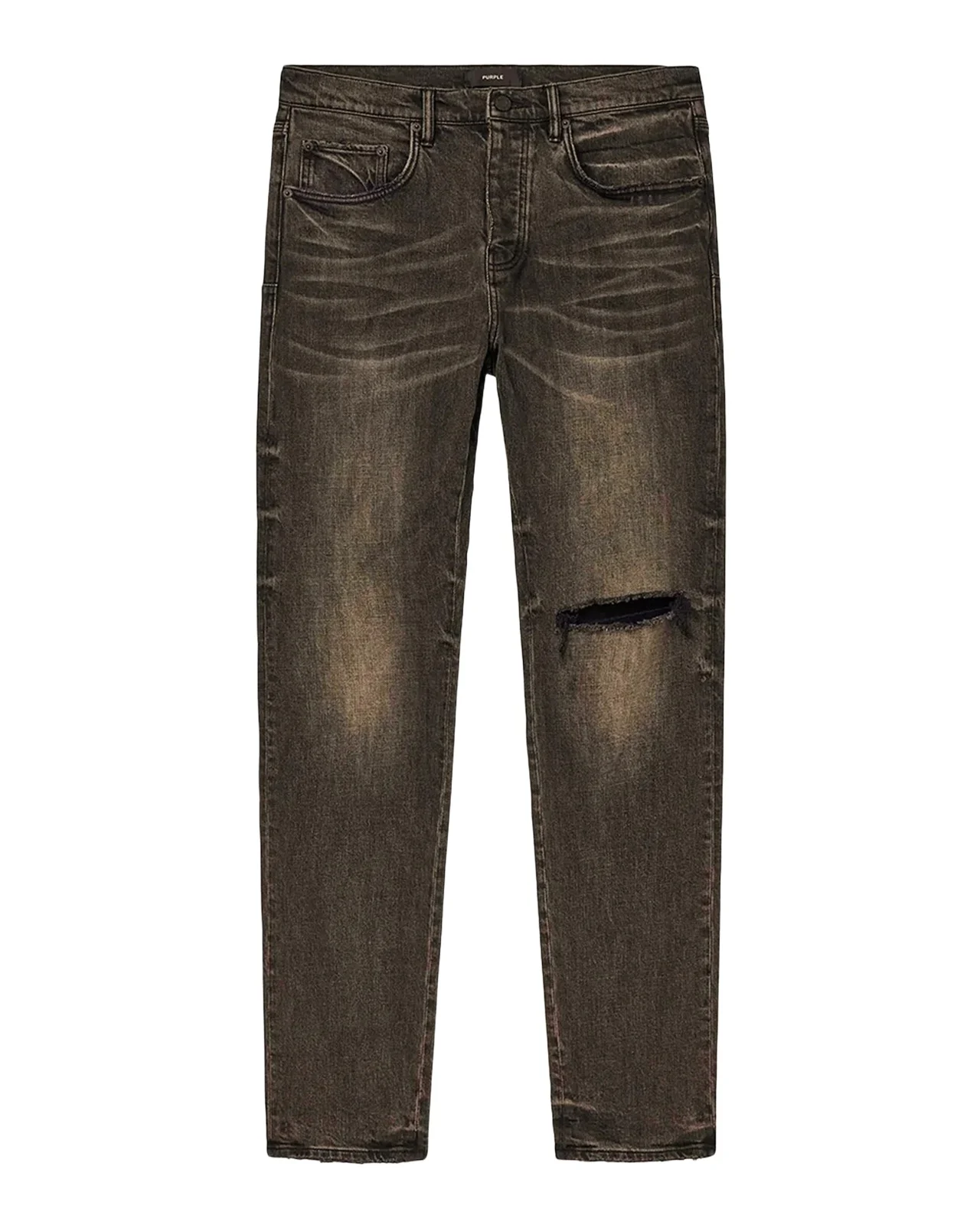 PURPLE Men's D-Resin Distressed Slim Jeans