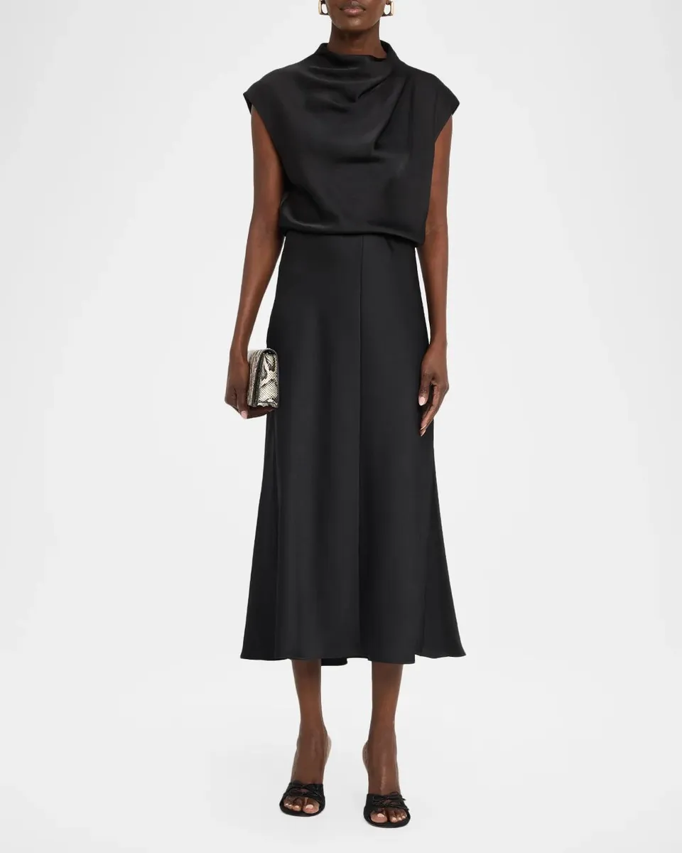 Vince Draped Cowl-Neck Midi Dress | Thumbnail 2 Vince Draped Cowl-Neck Midi Dress | Thumbnail 2