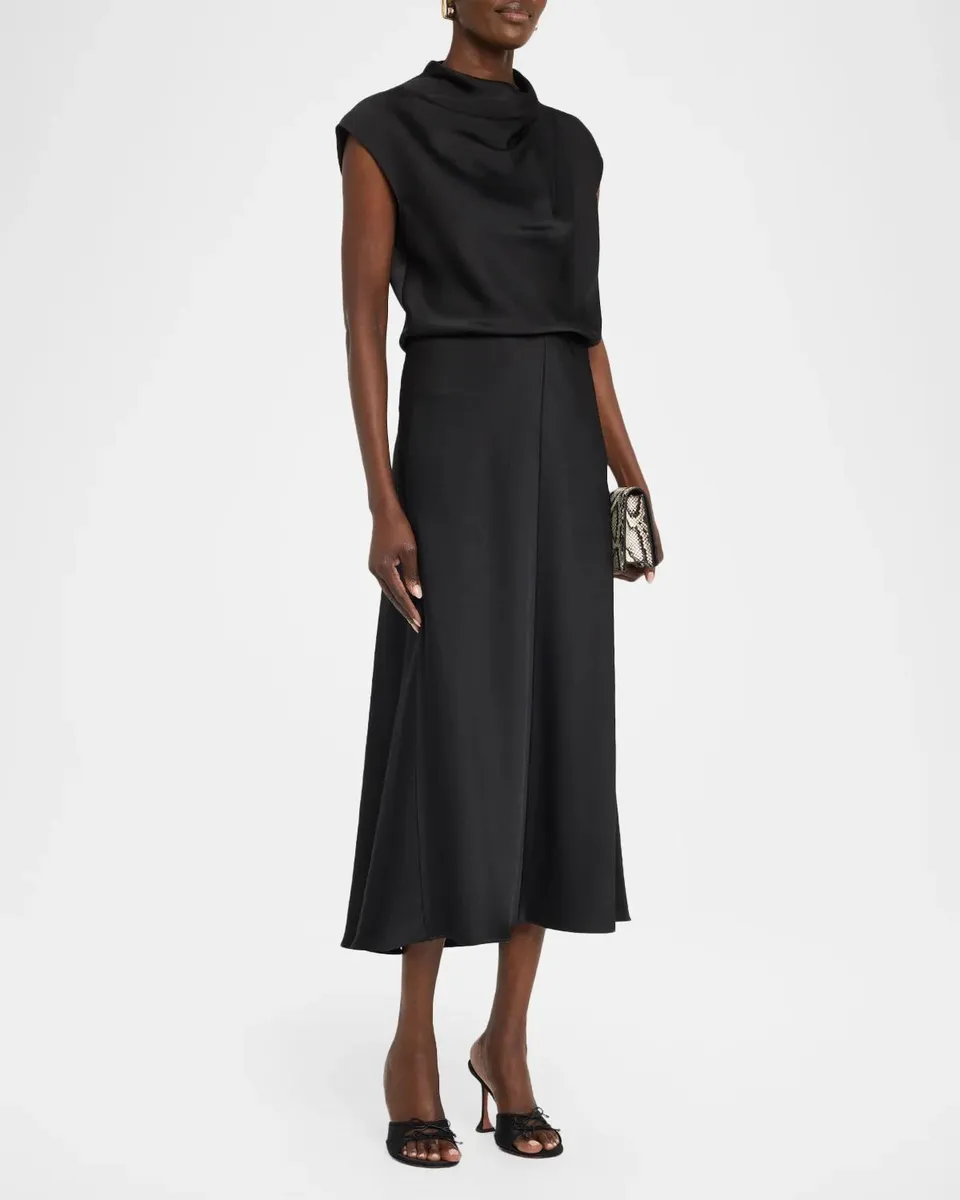 Vince Draped Cowl-Neck Midi Dress | Thumbnail 4 Vince Draped Cowl-Neck Midi Dress | Thumbnail 4