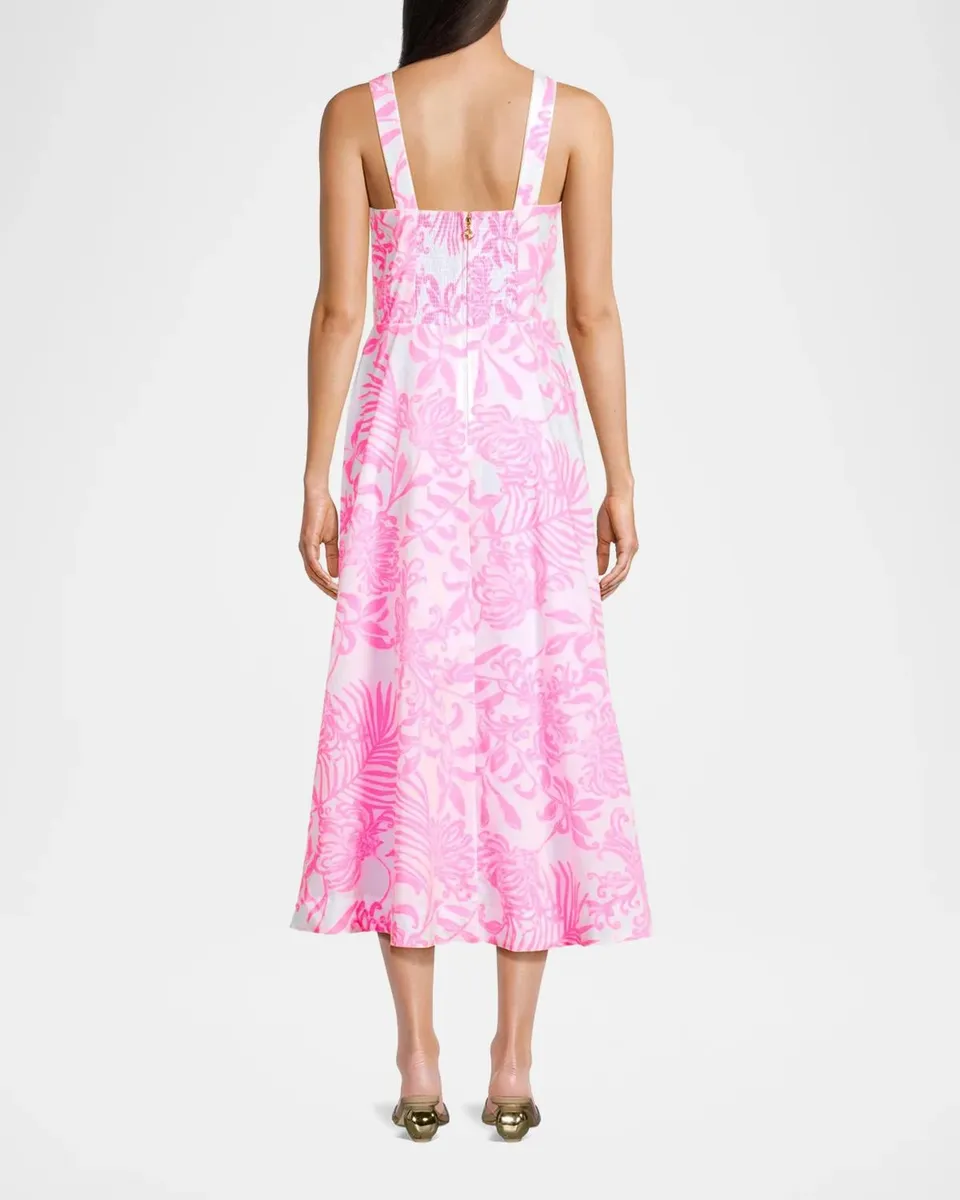 Lilly Pulitzer Palm Print Poplin Midi-Dress | Thumbnail 3