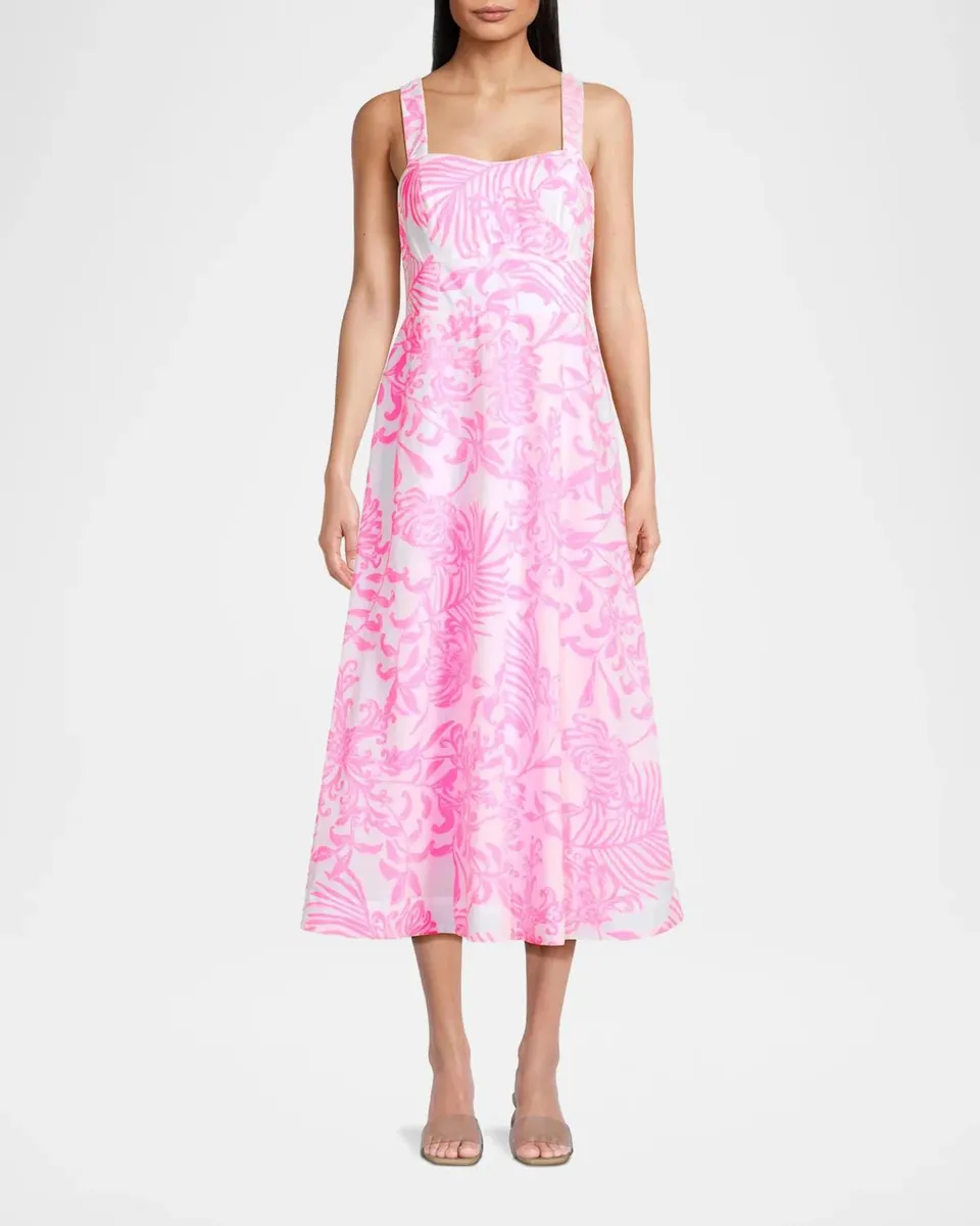 Lilly Pulitzer Palm Print Poplin Midi-Dress | Thumbnail 4