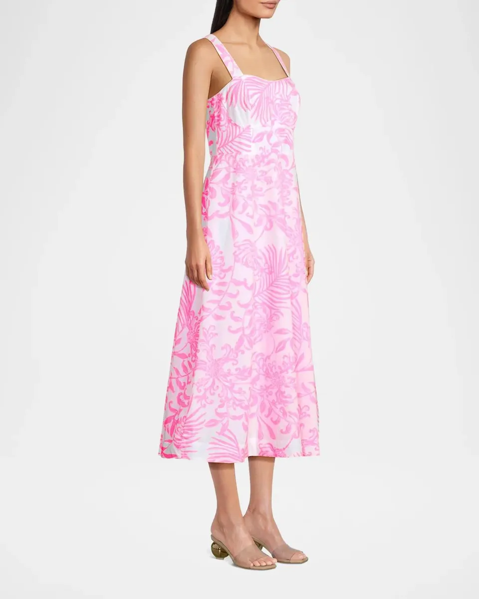 Lilly Pulitzer Palm Print Poplin Midi-Dress | Thumbnail 6