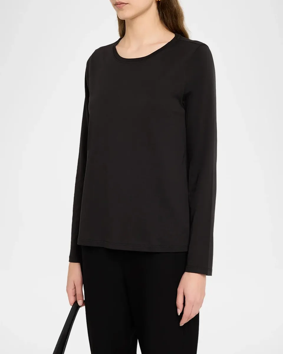 Eileen Fisher Round-Neck Long-Sleeve Tee | Thumbnail 4 Eileen Fisher Round-Neck Long-Sleeve Tee | Thumbnail 4