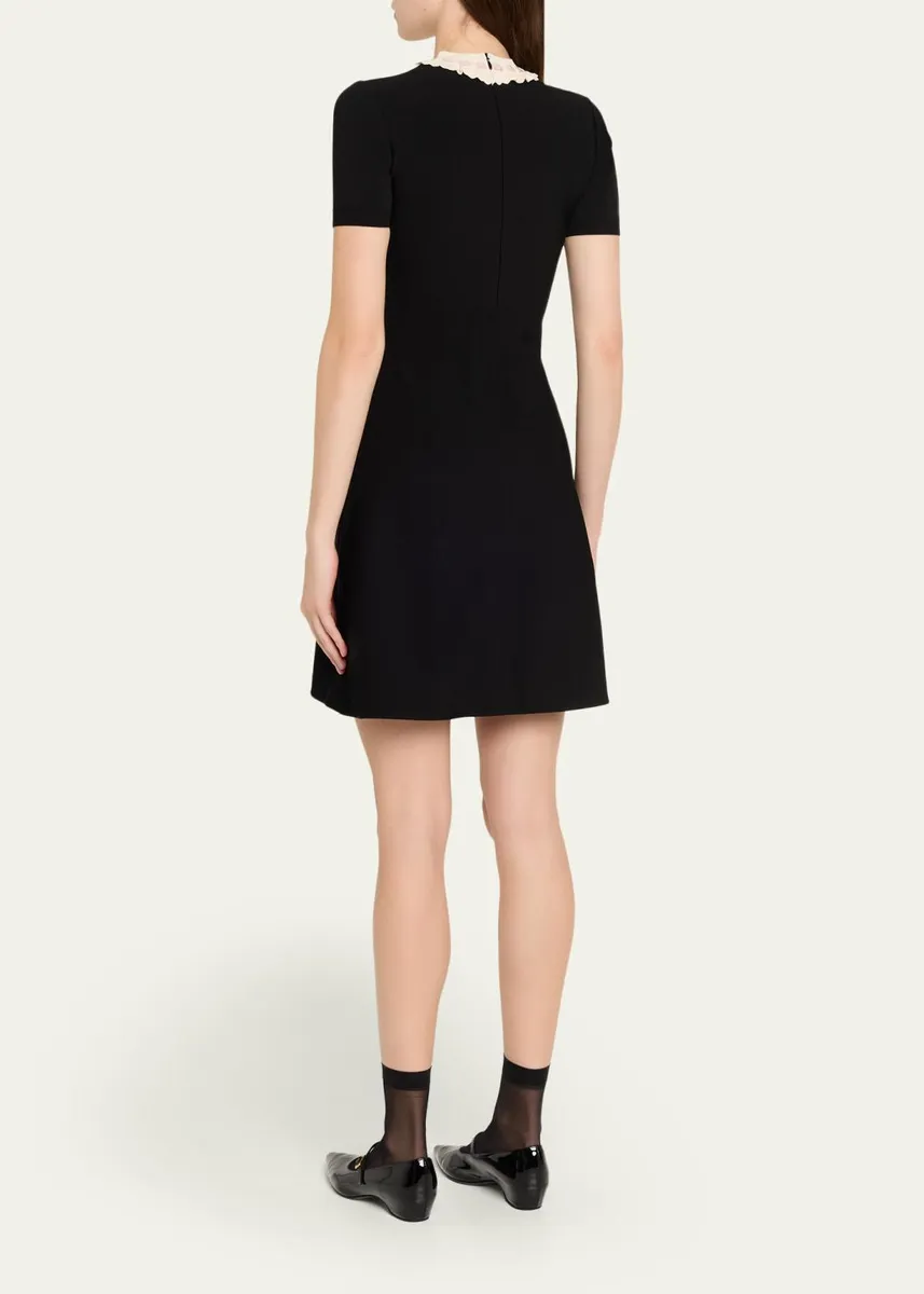 Valentino Garavani Ribbon Ruffle-Trim Knit Mini Dress | Thumbnail 3