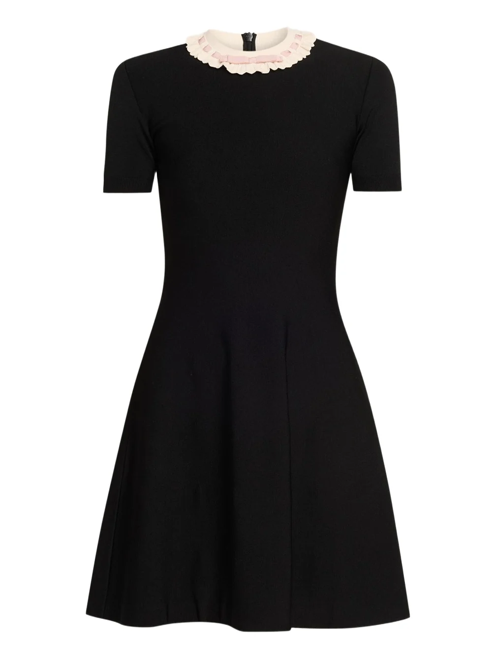 Valentino Garavani Ribbon Ruffle-Trim Knit Mini Dress
