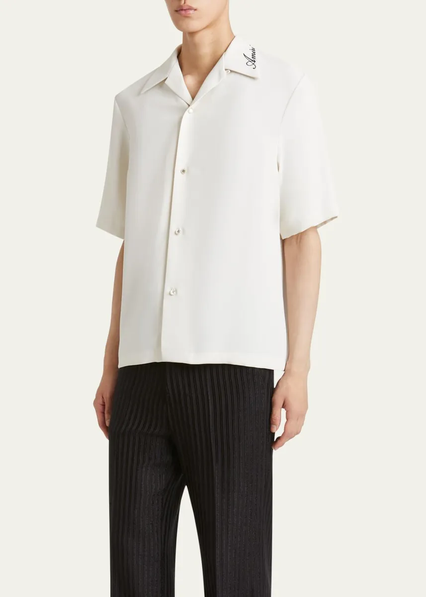 AMIRI Men's Brushed Polyester Camp Shirt | Thumbnail 4