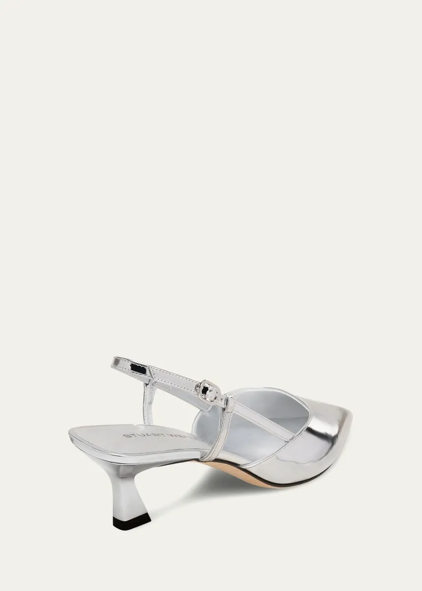 Stuart Weitzman Vinnie Metallic Kitten Slingback Pumps | Thumbnail 4 Stuart Weitzman Vinnie Metallic Kitten Slingback Pumps | Thumbnail 4