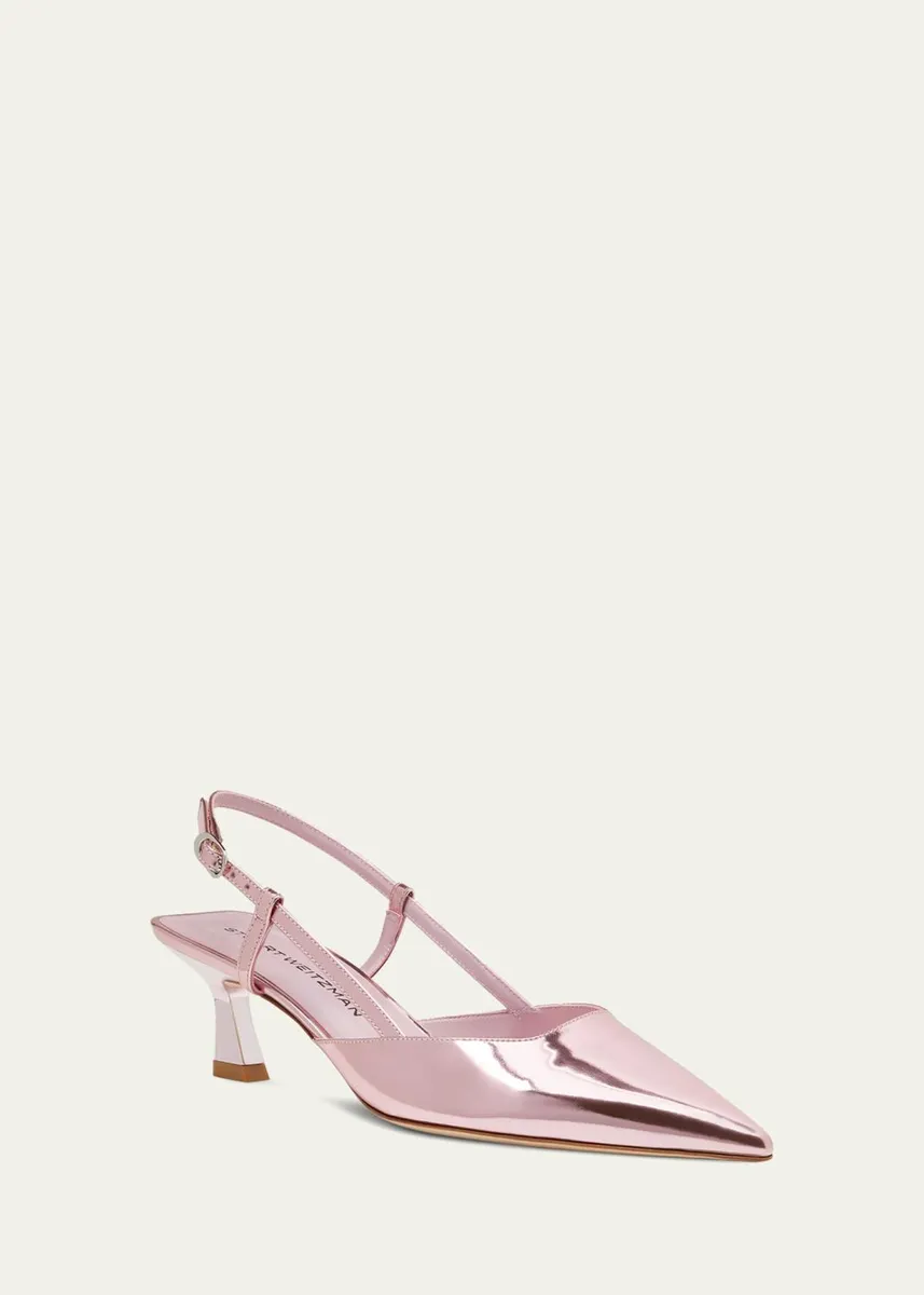 Stuart Weitzman Vinnie Metallic Kitten Slingback Pumps | Thumbnail 5 Stuart Weitzman Vinnie Metallic Kitten Slingback Pumps | Thumbnail 5