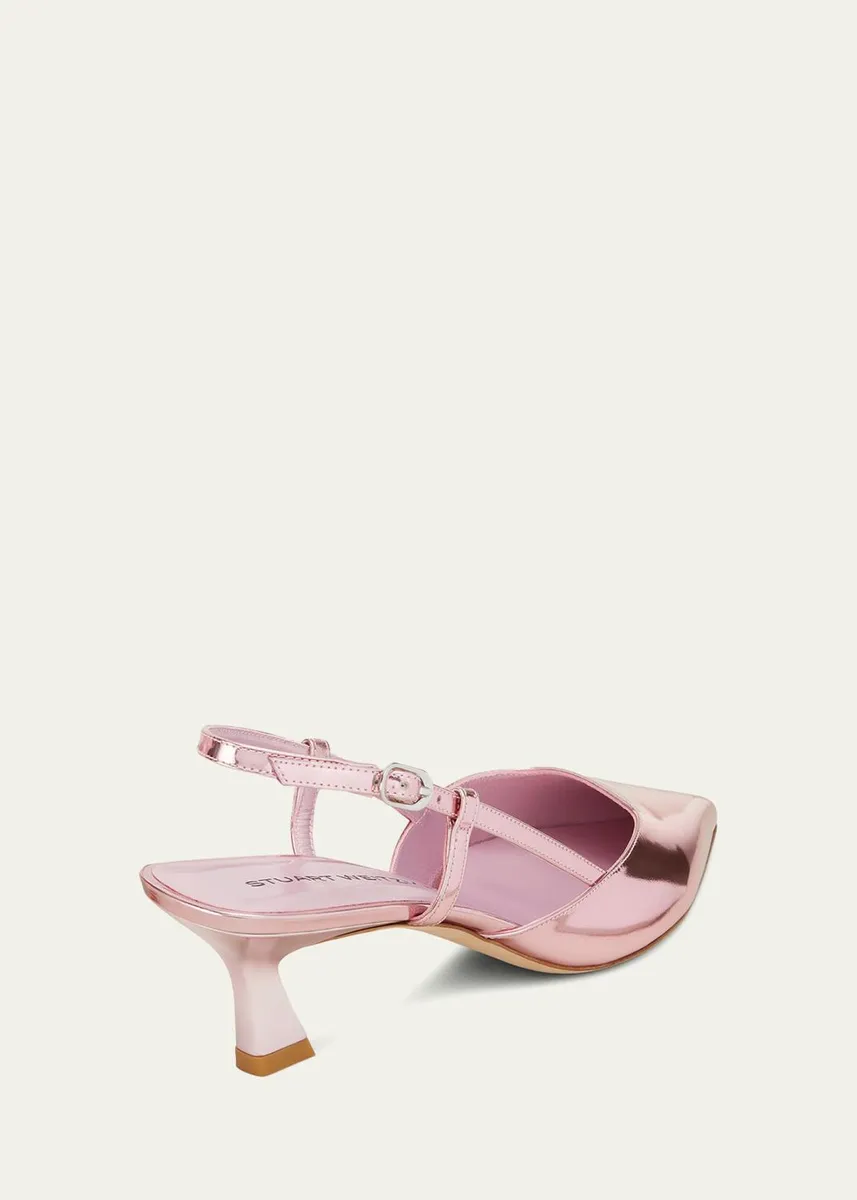 Stuart Weitzman Vinnie Metallic Kitten Slingback Pumps | Thumbnail 6 Stuart Weitzman Vinnie Metallic Kitten Slingback Pumps | Thumbnail 6