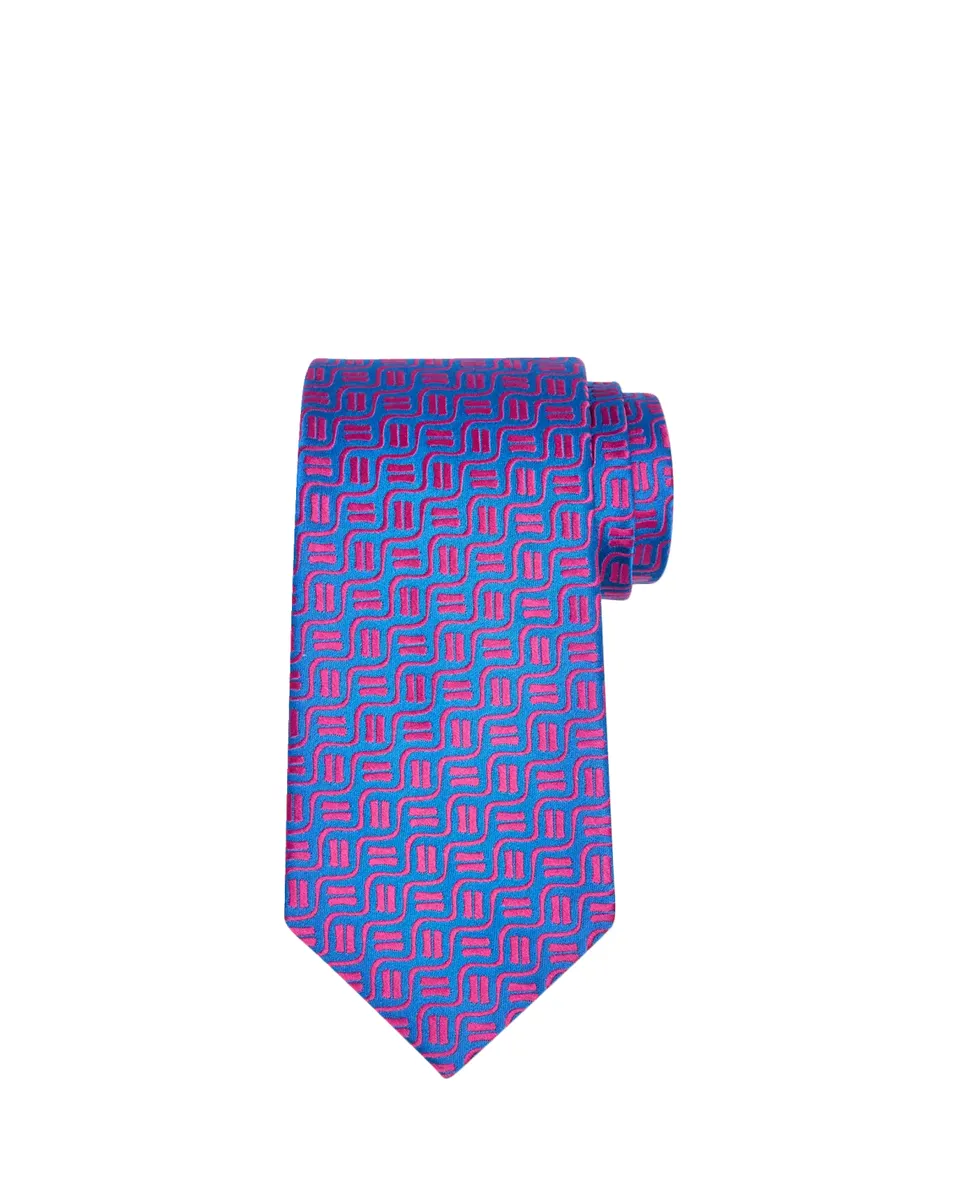 Charvet Men's Wavy Geometric Jacquard Silk Tie | Thumbnail 2 Charvet Men's Wavy Geometric Jacquard Silk Tie | Thumbnail 2