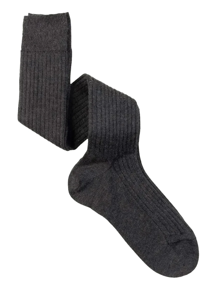Sozzi Calze Men's Cashmere and Silk Ribbed Over-Calf Socks