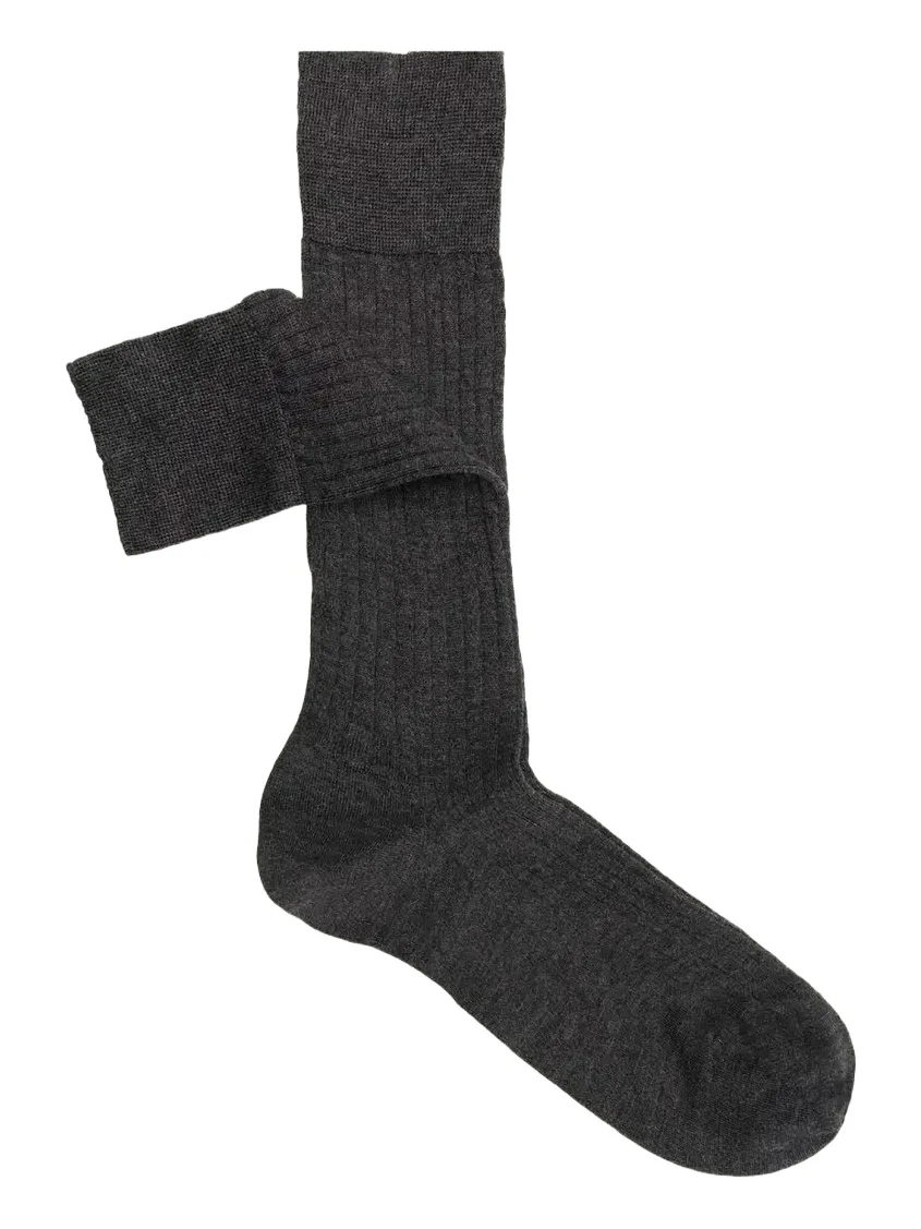 Sozzi Calze Men's Cashmere and Silk Ribbed Crew Socks