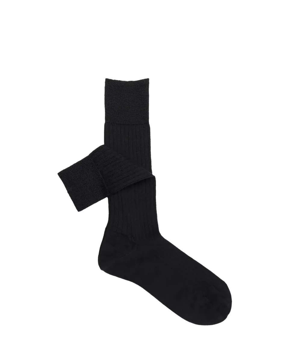 Sozzi Calze Men's Cashmere and Silk Ribbed Crew Socks | Thumbnail 2