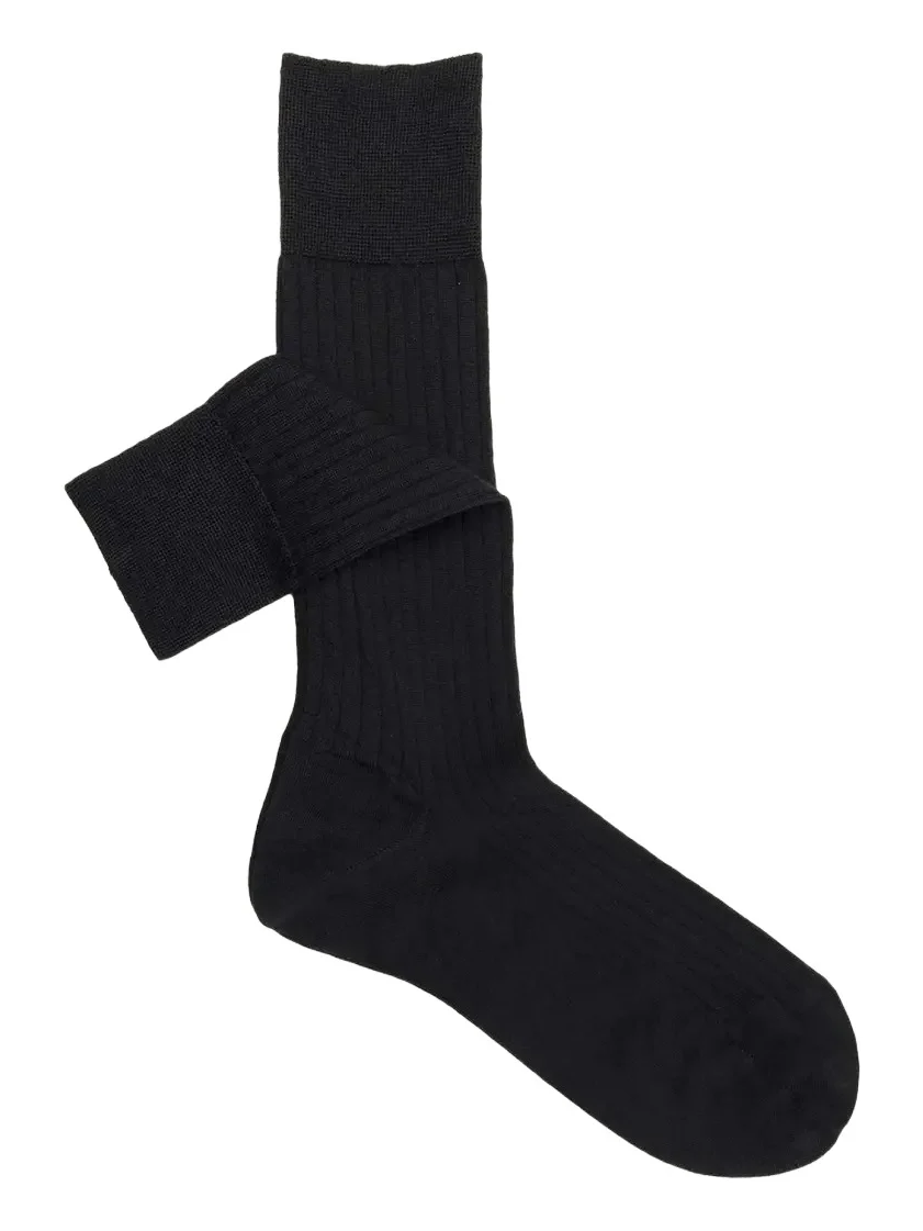 Men's Cashmere and Silk Ribbed Crew Socks Men's Cashmere and Silk Ribbed Crew Socks