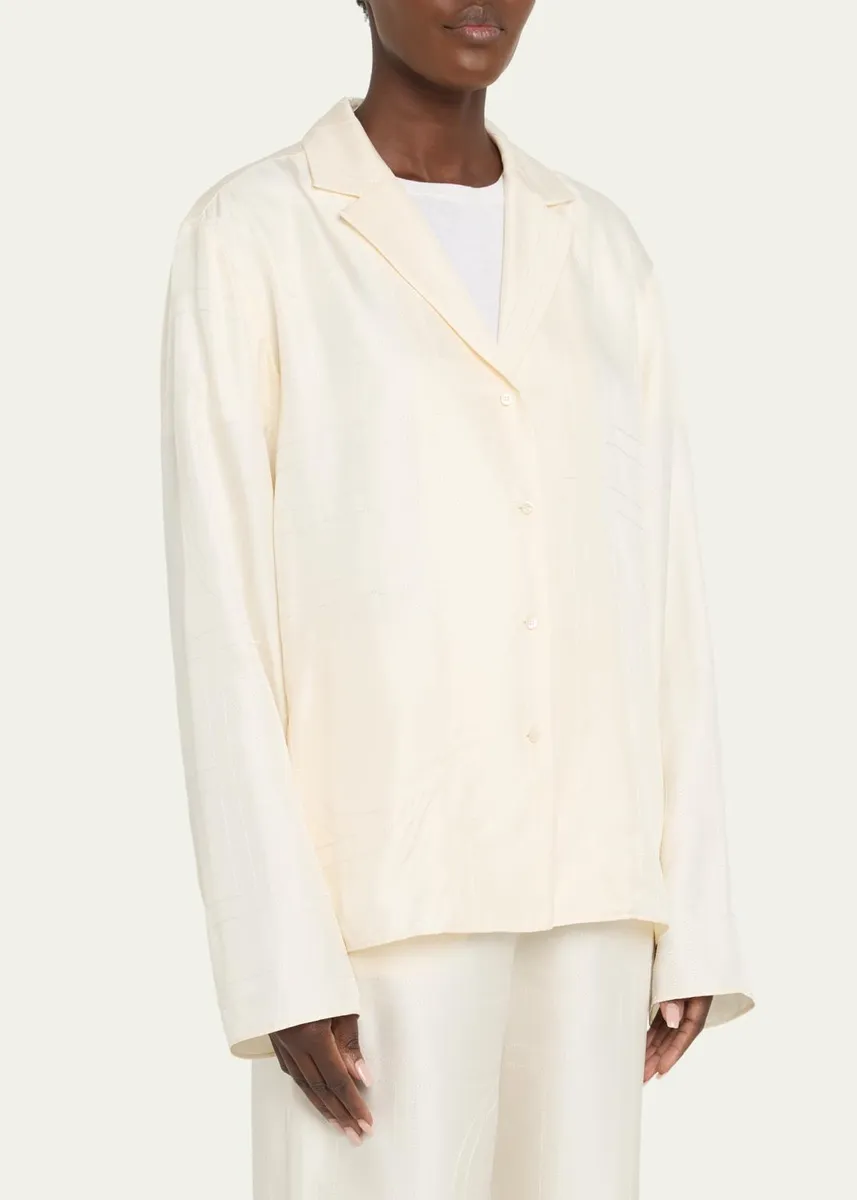 TOTEME Monogram Silk Pj Top | Thumbnail 4 TOTEME Monogram Silk Pj Top | Thumbnail 4