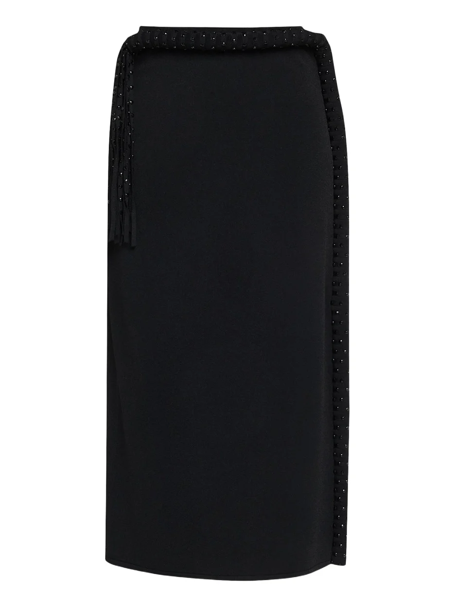 Diotima Mane Fringe Embellished Midi Skirt
