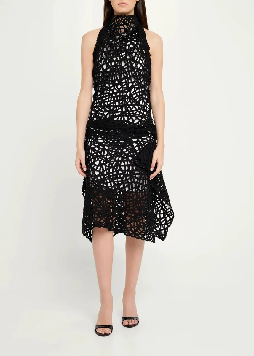 Diotima Lattice Embroidered Layered Halter Midi Dress | Thumbnail 2 Diotima Lattice Embroidered Layered Halter Midi Dress | Thumbnail 2