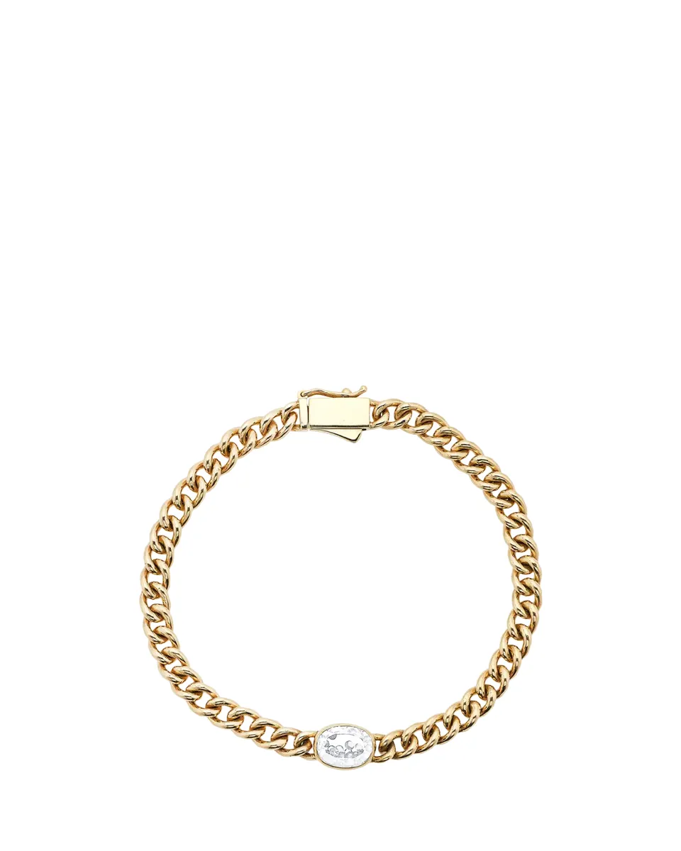 MORITZ GLIK 18K Yellow Gold Unidinho Oval Bracelet with Diamonds | Thumbnail 2