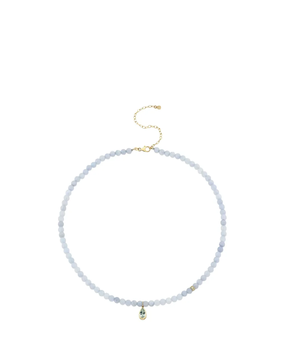Sydney Evan 14K Pear Aquamarine Beaded Necklace | Thumbnail 2