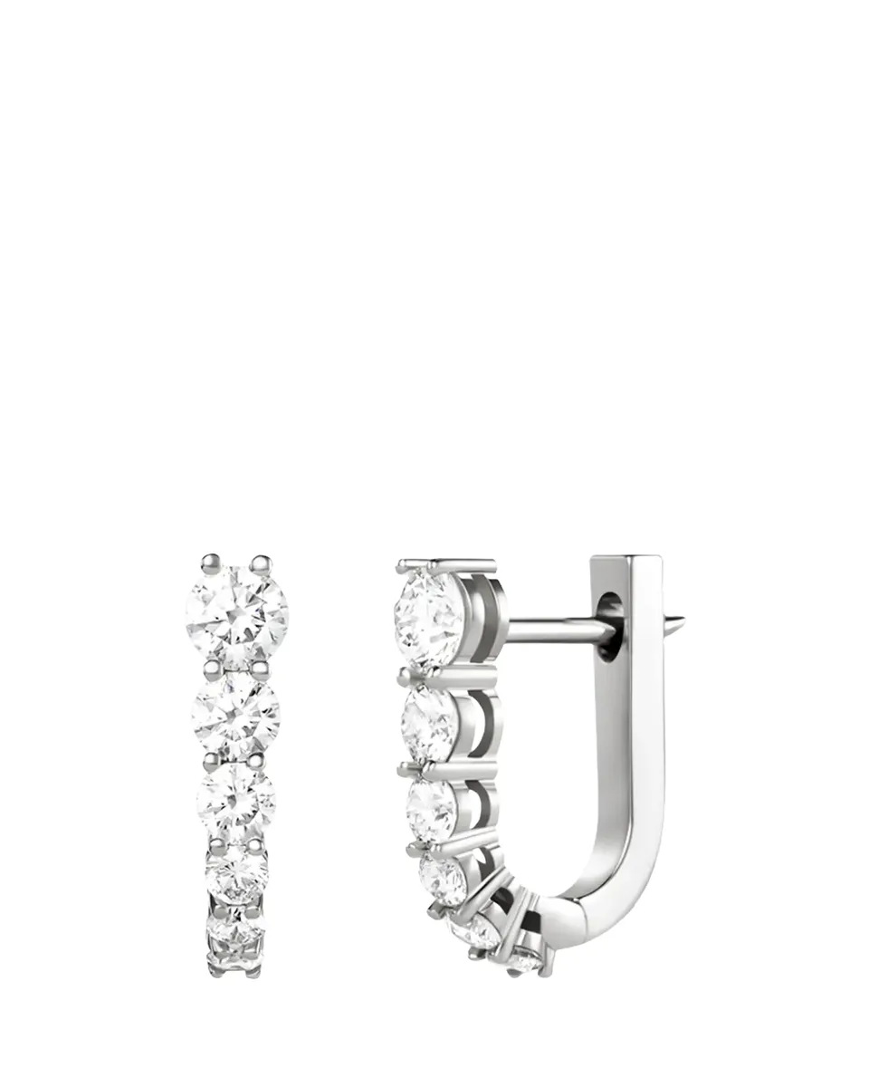 Melissa Kaye 18K White Gold Aria U Huggie Hoop Earrings with Diamonds | Thumbnail 2 Melissa Kaye 18K White Gold Aria U Huggie Hoop Earrings with Diamonds | Thumbnail 2