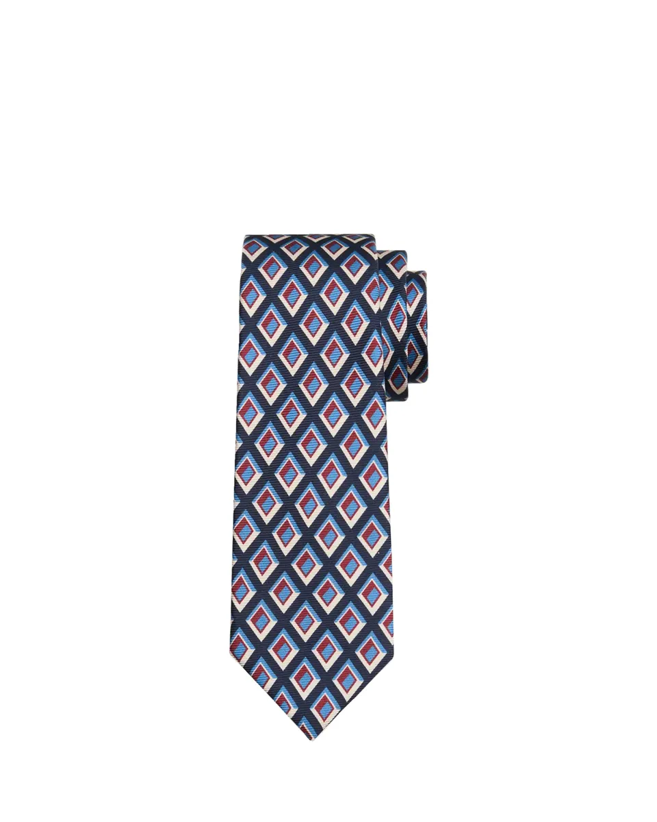 Kiton Men's Geometric Diamond-Print Silk Sevenfold Tie | Thumbnail 2