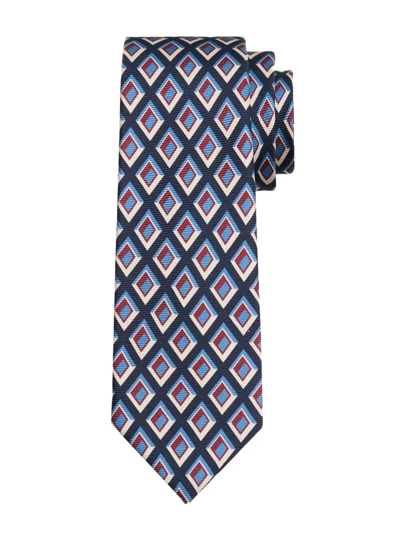 Kiton Men's Geometric Diamond-Print Silk Sevenfold Tie