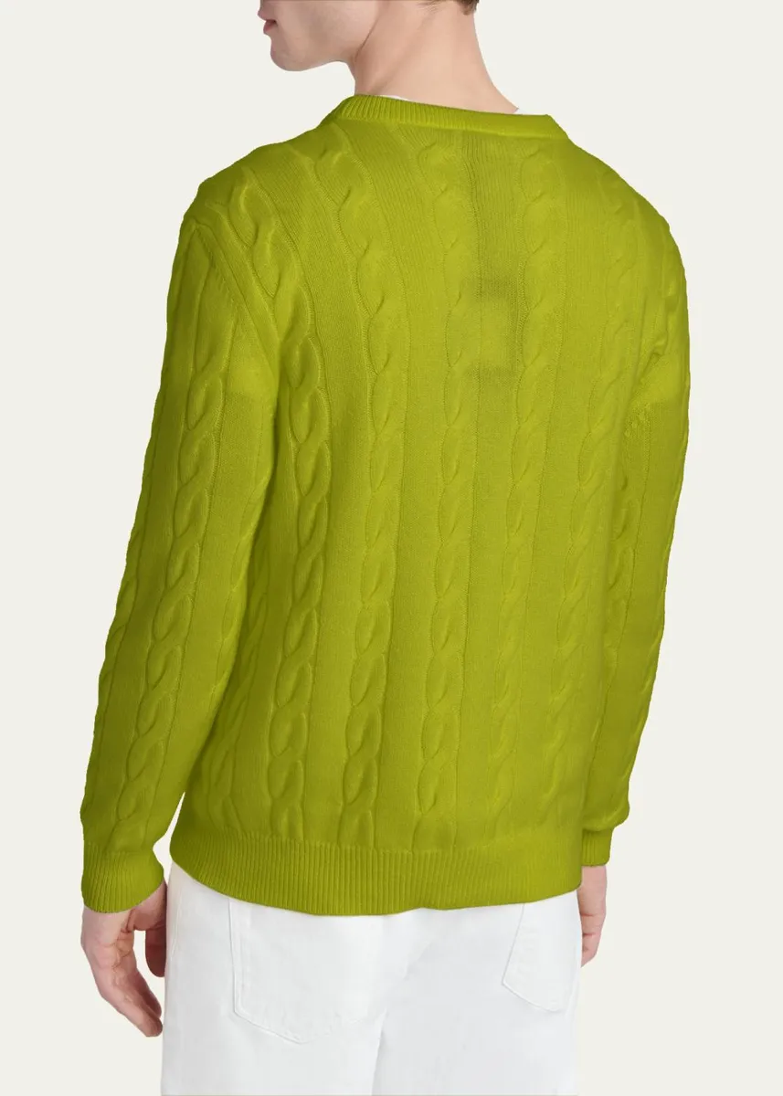 Kiton Men's 3-Ply Cashere Cable Knit Crewneck Sweater | Thumbnail 3 Kiton Men's 3-Ply Cashere Cable Knit Crewneck Sweater | Thumbnail 3