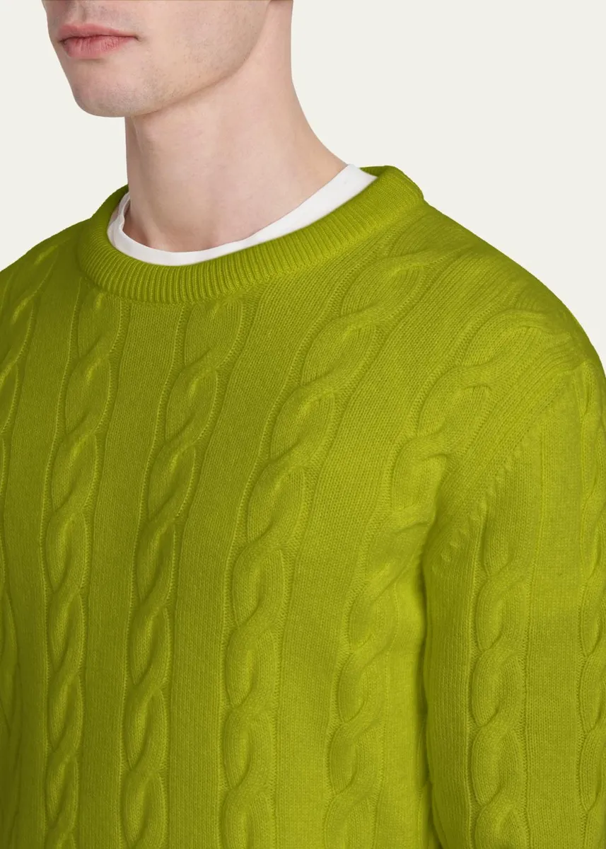 Kiton Men's 3-Ply Cashere Cable Knit Crewneck Sweater | Thumbnail 5 Kiton Men's 3-Ply Cashere Cable Knit Crewneck Sweater | Thumbnail 5