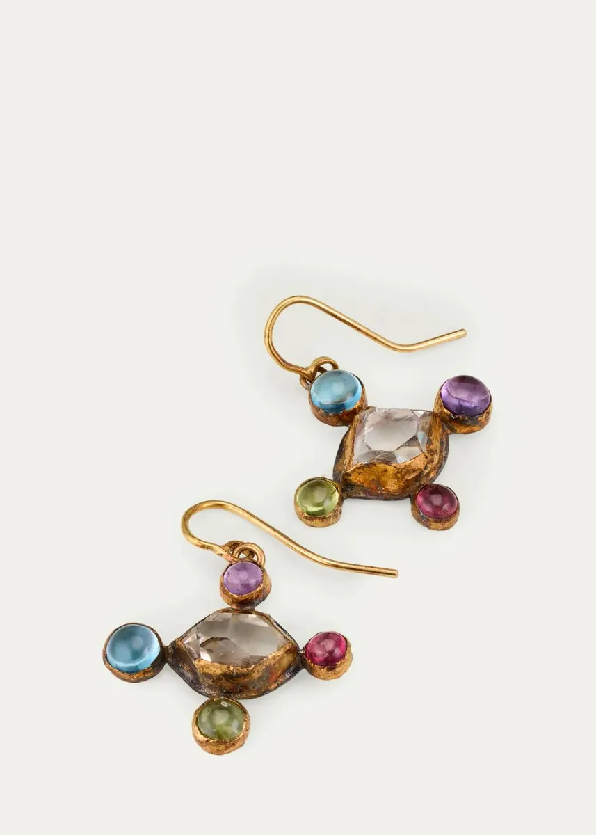 JUDY GEIB 18K Herkimer Diamond and Multi-Gemstone Cross-Shaped Earrings | Thumbnail 3 JUDY GEIB 18K Herkimer Diamond and Multi-Gemstone Cross-Shaped Earrings | Thumbnail 3