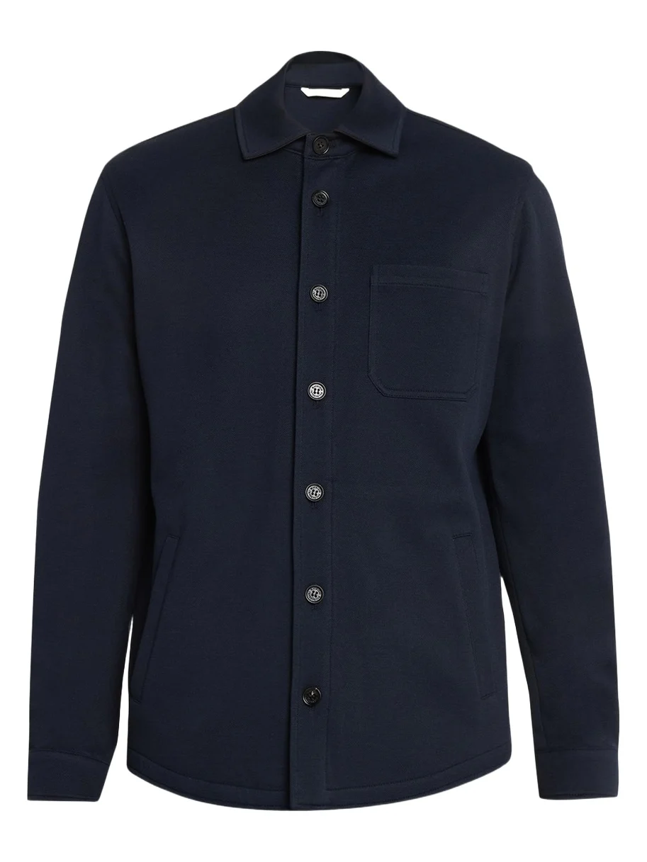 Baldassari Men's Virgin Wool Chest-Pocket Overshirt