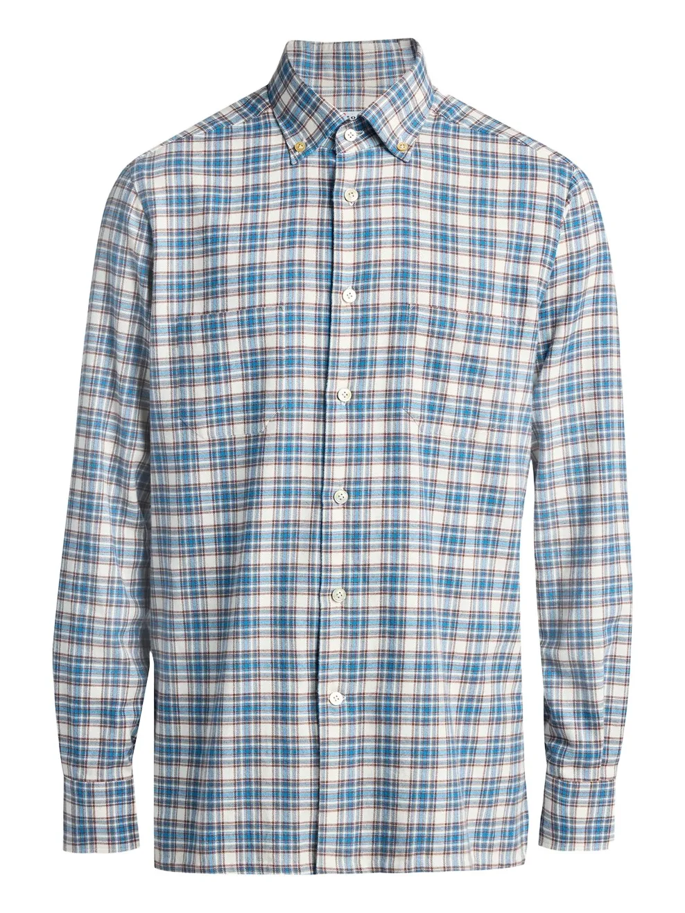 Kiton Men's Double-Pocket Cotton Plaid Button-Down Shirt