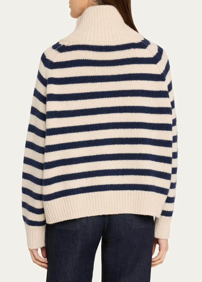 Nili Lotan Raelyn Striped Zip Turtleneck Cashmere Sweater | Thumbnail 3 Nili Lotan Raelyn Striped Zip Turtleneck Cashmere Sweater | Thumbnail 3