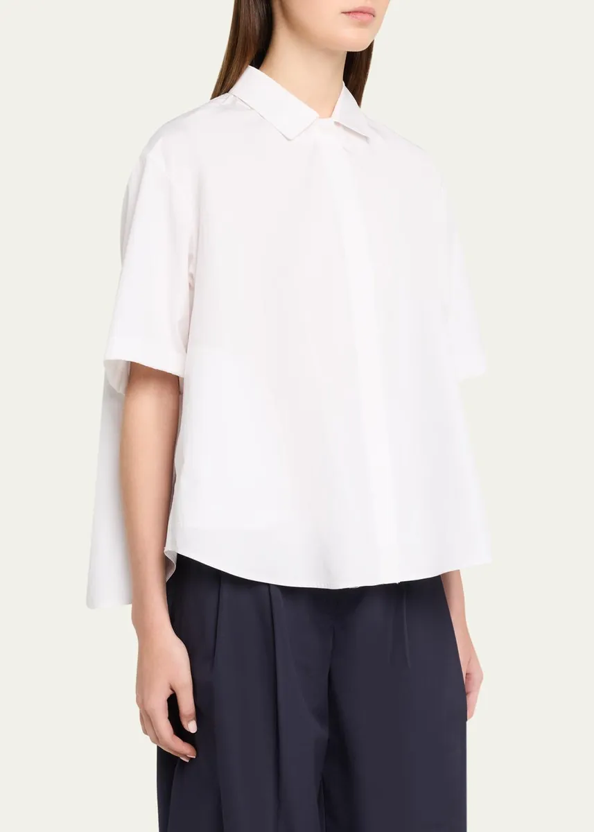 Lafayette 148 New York Pleated Cotton Shirt | Thumbnail 4