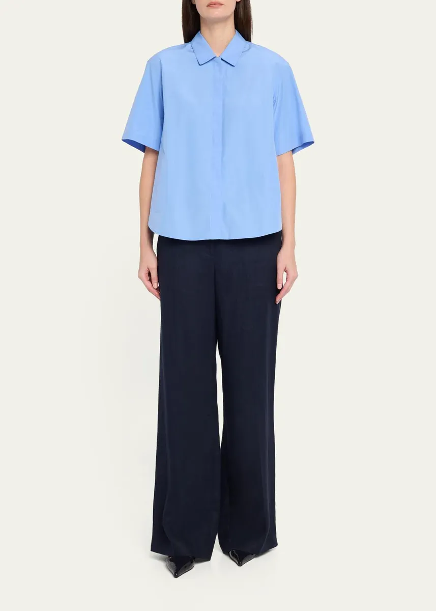 Lafayette 148 New York Pleated Cotton Shirt | Thumbnail 6