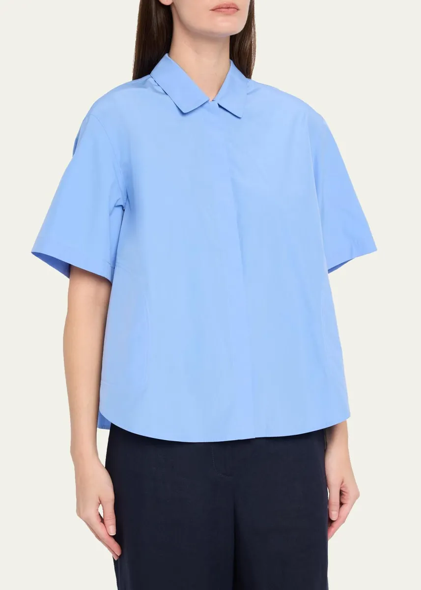 Lafayette 148 New York Pleated Cotton Shirt | Thumbnail 8