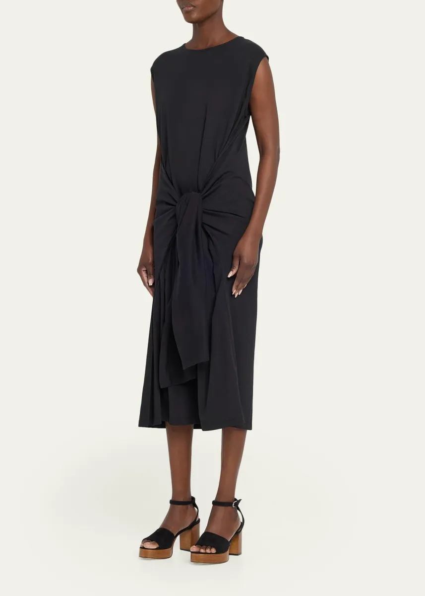 TOTEME Tie-Waist Cotton Jersey Dress | Thumbnail 4 TOTEME Tie-Waist Cotton Jersey Dress | Thumbnail 4
