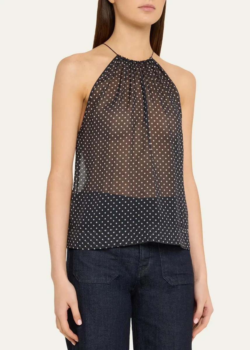 Nili Lotan Nikki Silk Polka Dot Halter Top | Thumbnail 4