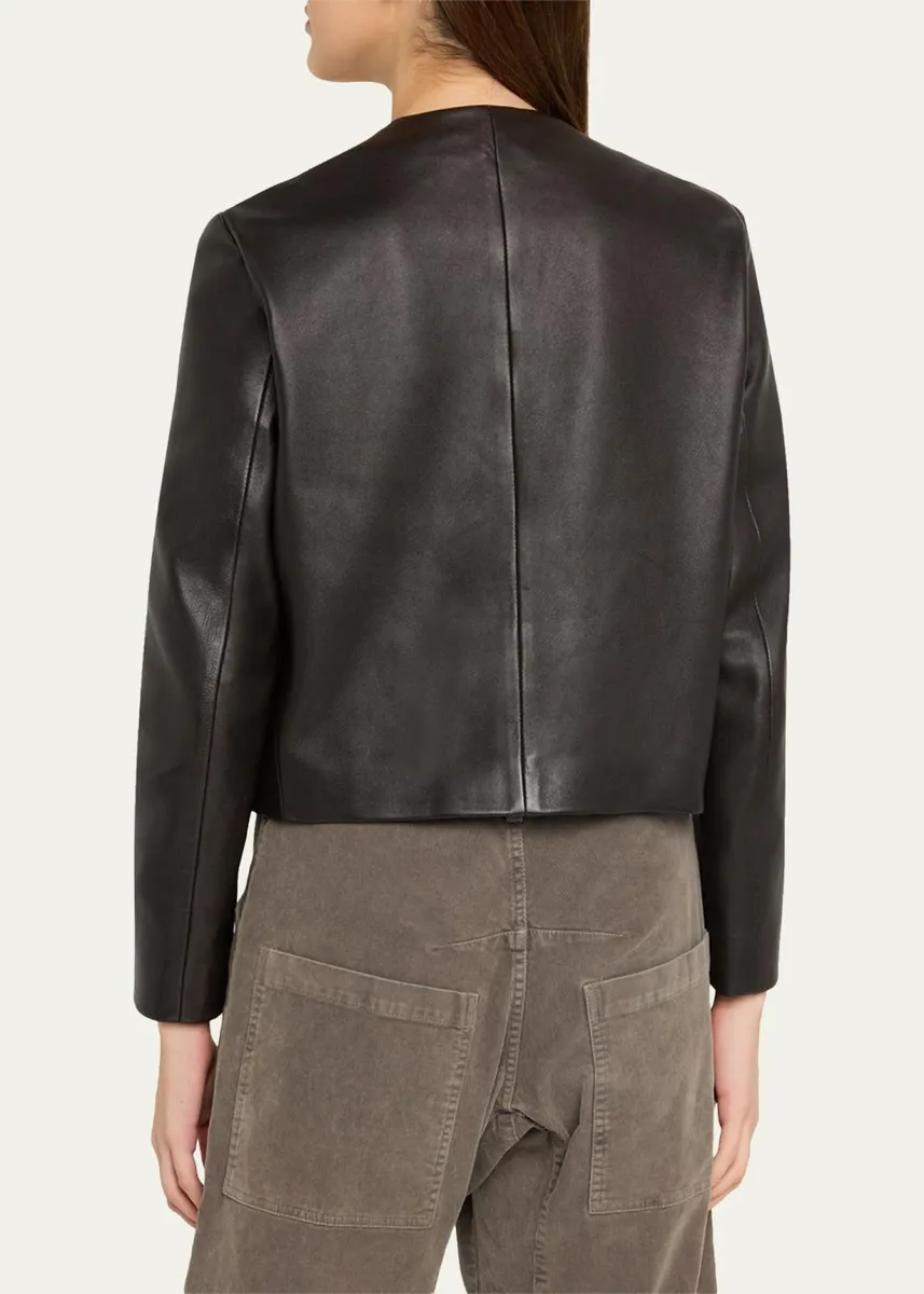 Nili Lotan Ophelie Leather Collarless Jacket | Thumbnail 3 Nili Lotan Ophelie Leather Collarless Jacket | Thumbnail 3