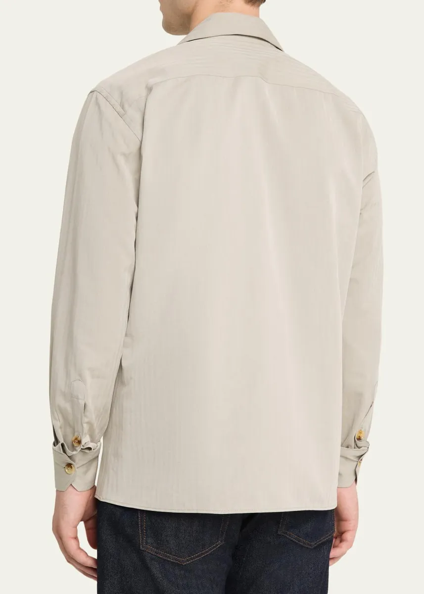Baldassari Men's Cotton and Lyocell Two-Pocket Bowling Overshirt | Thumbnail 3