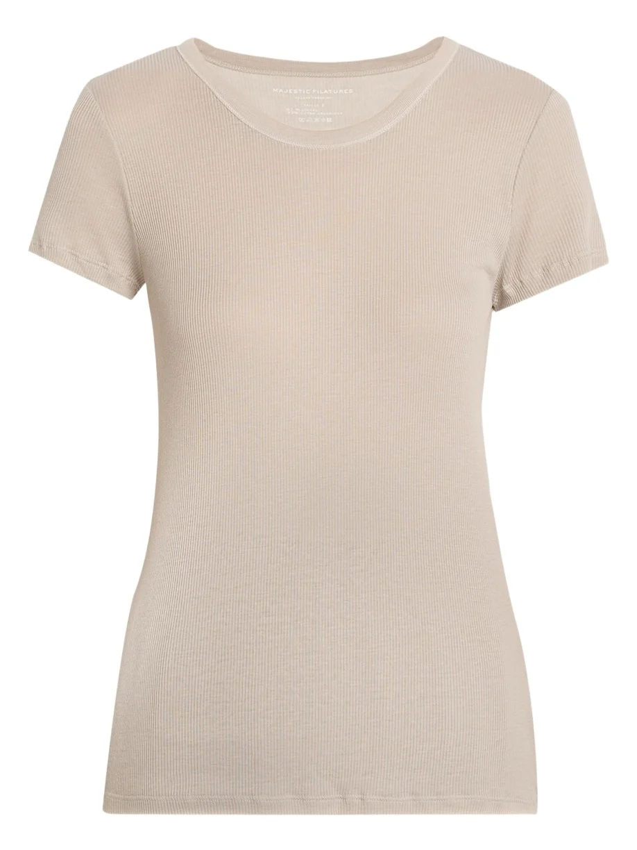 MAJESTIC FILATURES Lyocell Cotton Baby Rib Knit T-Shirt