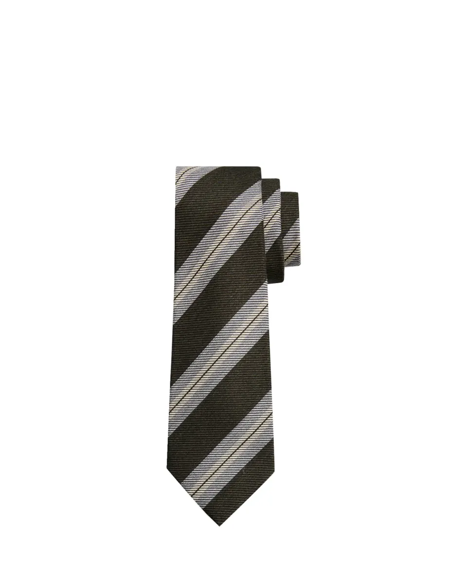 Kiton Men's Regimental Stripe Silk Sevenfold Tie | Thumbnail 2 Kiton Men's Regimental Stripe Silk Sevenfold Tie | Thumbnail 2