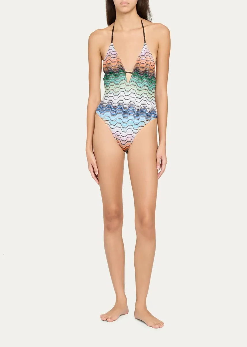 Missoni Zigzag-Knit V-Neck One-Piece Swimsuit | Thumbnail 2 Missoni Zigzag-Knit V-Neck One-Piece Swimsuit | Thumbnail 2